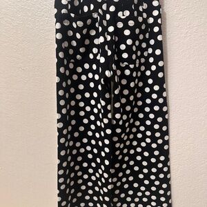 Maeve Black and White Polka Dot Cropped Wide-Leg Pants